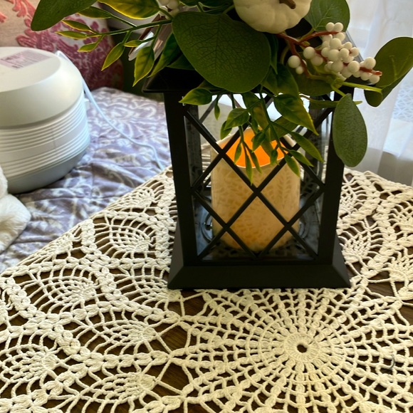A harvest lantern in black with a faux flickering candle. Fall harvest. - Picture 6 of 6